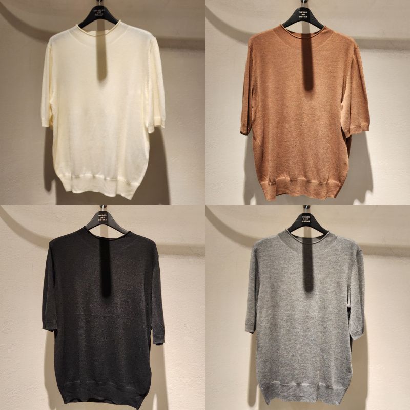 SHESMISS シーズミス 25 年 カシミヤ ブレンド モックネック 半袖 ニット