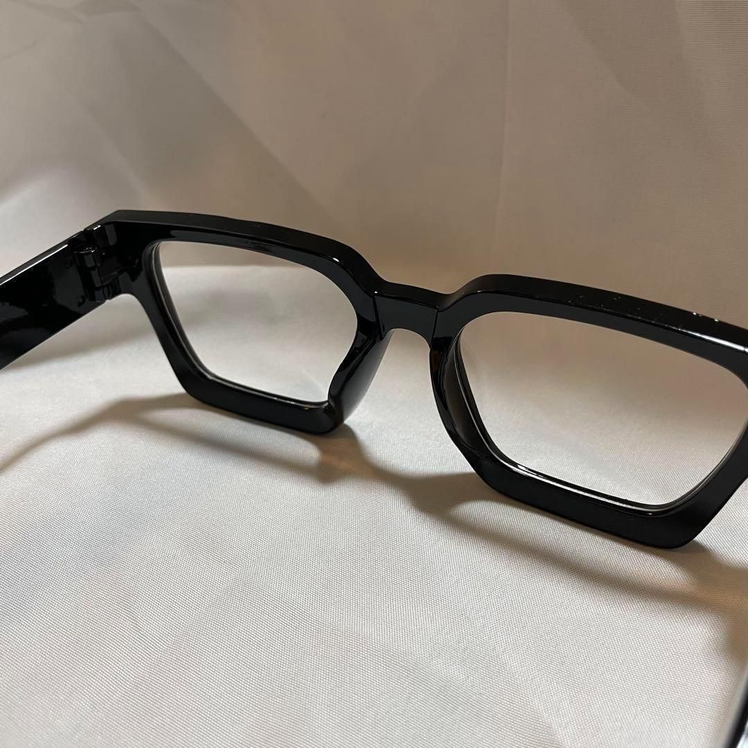 ファッション・伊達メガネ ブラック スクエアフレーム 新品 ヴィンテージ ブラック スクエアフレーム 伊達メガネ アメカジ