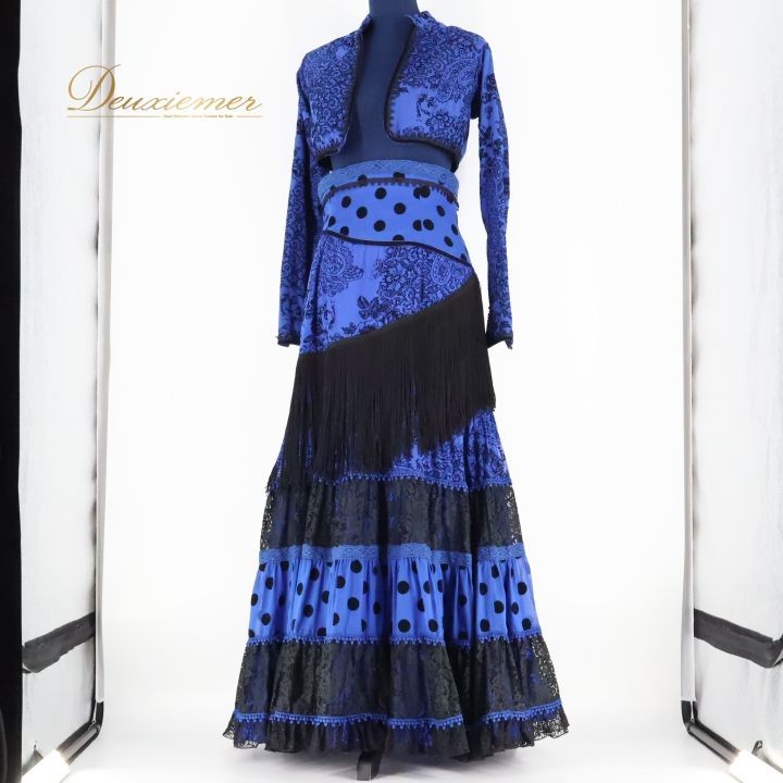 【美品 フラメンコ衣装】ブルー SONIA JOHNES ファルダ スカート 青 美品 フラメンコ衣装】ブルー SONIA JOHNES ファルダ スカート 青