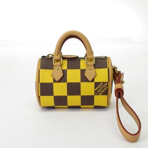 ルイヴィトン LOUIS VUITTON 新品同様 M01693 ダミエ・ポップ・ミニ スピーディ チャーム ストラップ キーホルダー 黃 イエロー