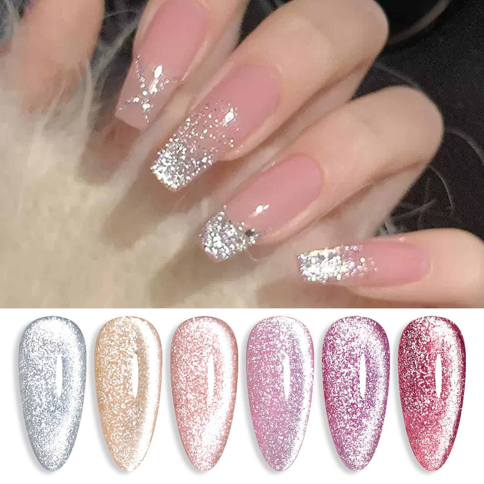 数量限定】シルバー ピンク UV/LED対応 6色 春夏ネイル ホログラム