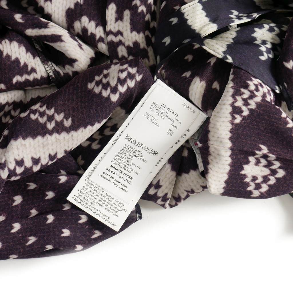 サカイ sacai ノルディック プリント シースルー ブラウス シャツ 長袖 1 マルチカラー 24-07431 レディース サカイ sacai ノルディック プリント シースルー ブラウス