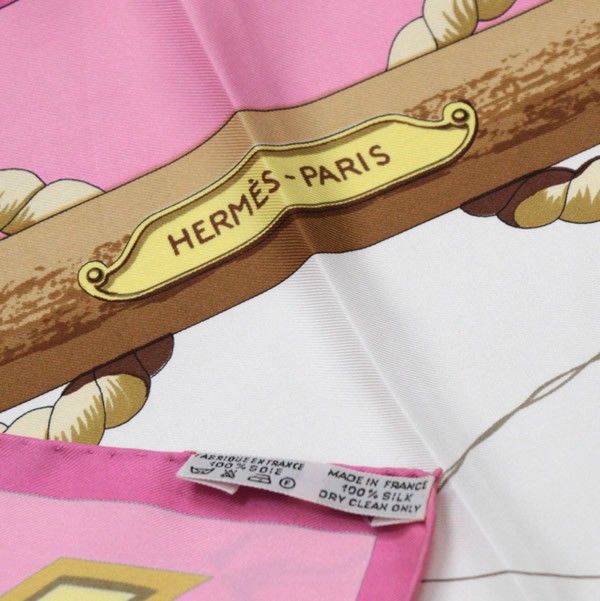 エルメス カレ90 ブリッド ドゥ ガラ ストール 大判 シルク100% ピンク