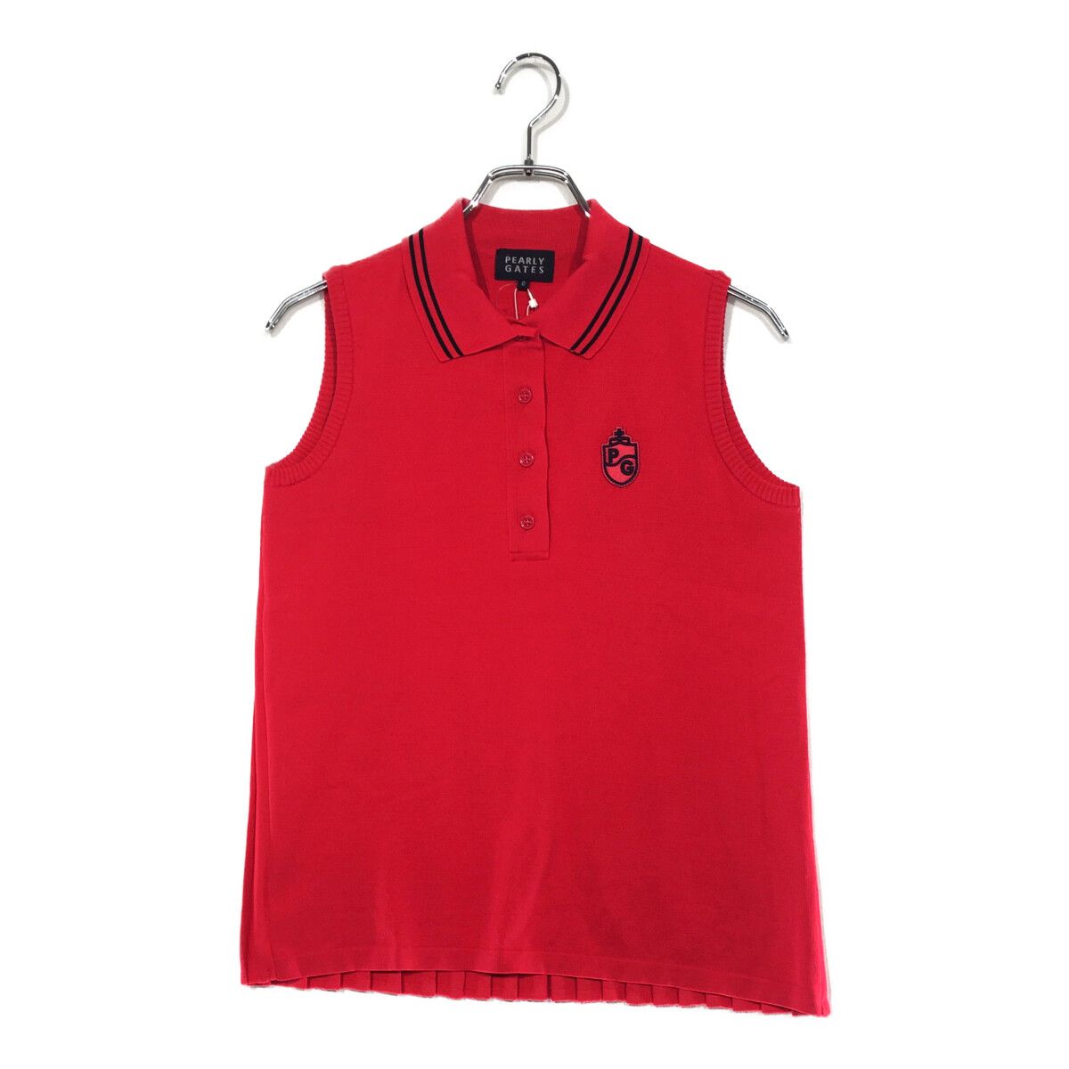 未使用品 レディース パーリーゲイツ PEARLY GATES ノースリーブ 0(S) 濃ピンク ニット地 バックプリーツ