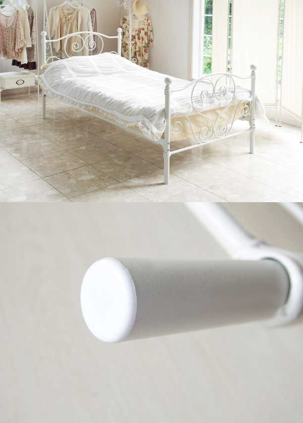 スチール製アイアンベッド（シングル／マットレス無し）／ホワイト