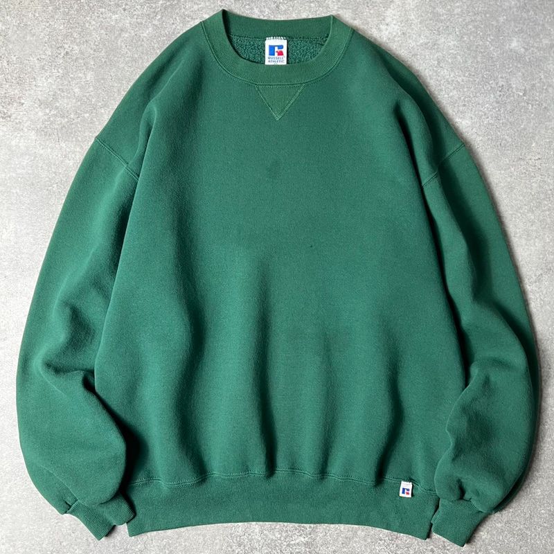 90s USA製 RUSSELL 無地 前V スウェット トレーナー XL / 90年代