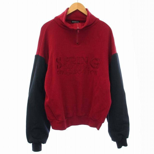 正規品❗️BALENCIAGA 18AW ハーフジップトレーナー BALENCIAGA ハーフジップ トレーナー レッド