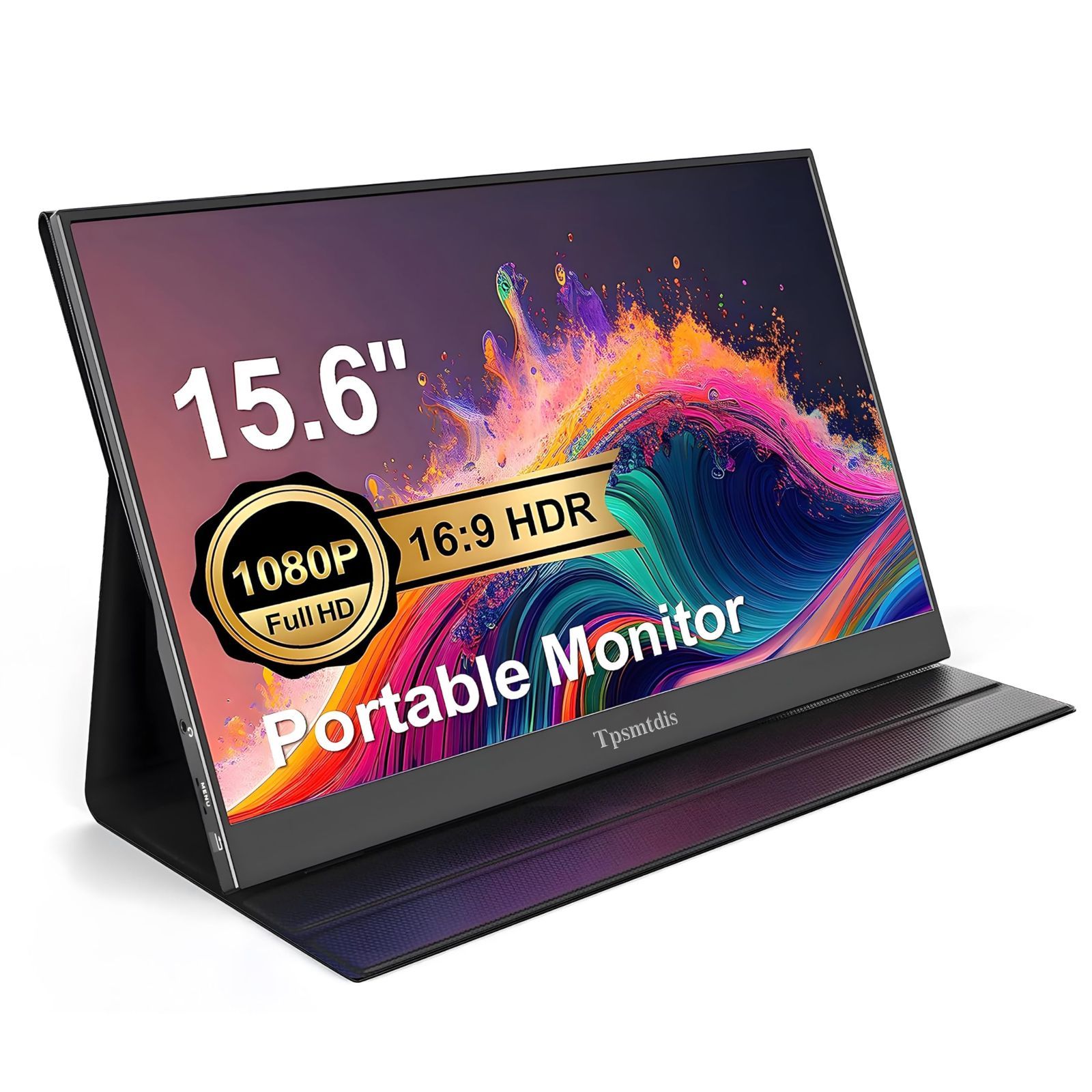 15.6インチ ポータブルモニター ラップトップモニター トラベルゲームモニター HDR FHD プラグアンドプレイデュアルスピーカー PC タブレット Mac Switch Xbox PS3|4|5 用の外部スクリーン