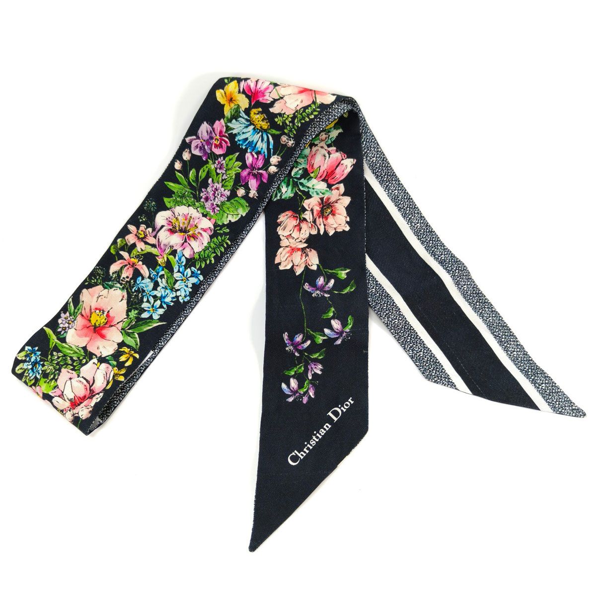 【美品】Christian Dior 花柄 ミッツァスカーフ Dior ディオール D-Floral ミッツァ スカーフ シルク 花柄
