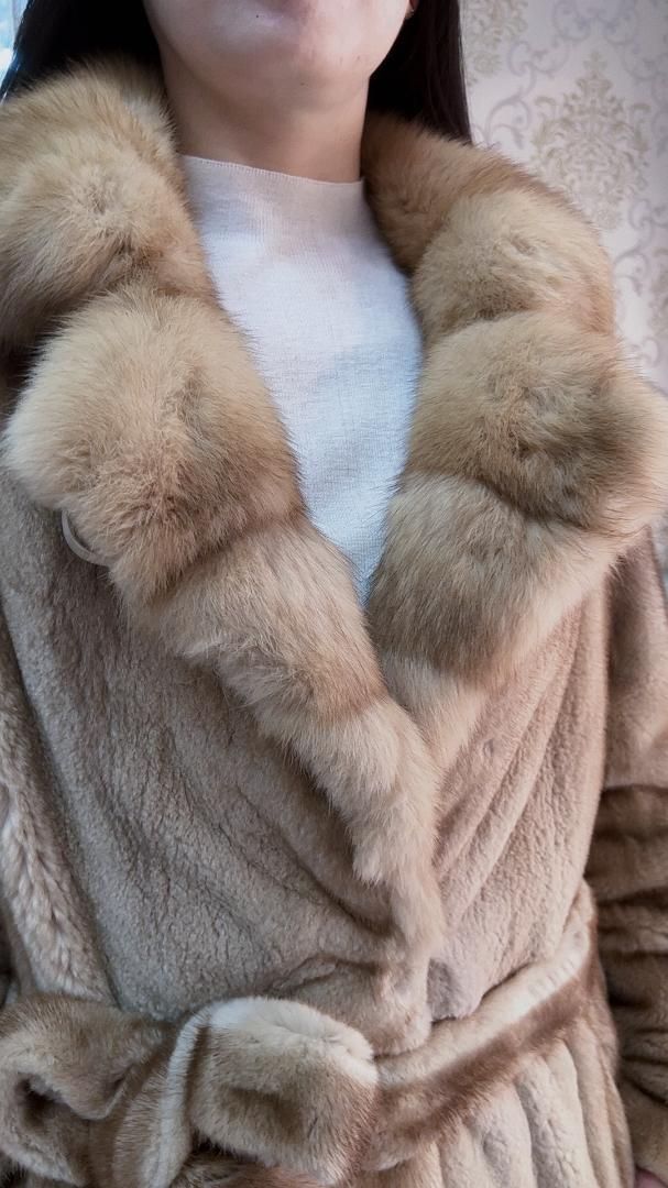 上セーブルファー襟 上質シェアードミンクコートファーコート