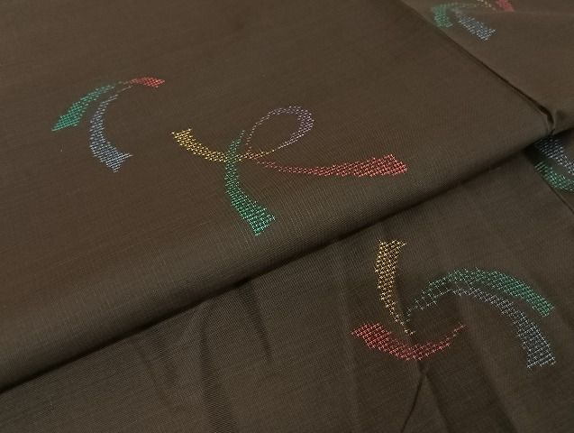 平和屋着物○本場大島紬 9マルキ 地空 短冊文 ロング丈 正絹 逸品 未