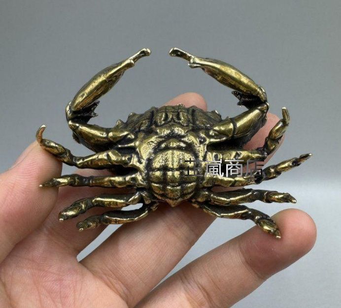 銅 細工 蟹 茶道具 八方来財 茶道茶寵 装飾品 工芸品 置物
