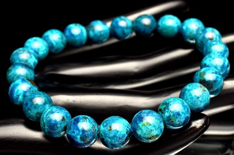 クリソコラシリカ　約10.5 ☆高品質☆天然石 ブレスレットクリソコラ (2A) (アメリカ産) (約