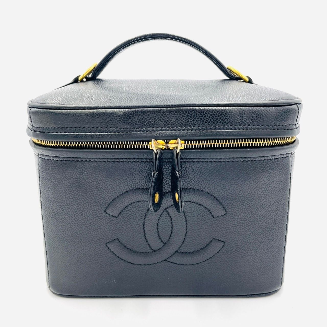 シャネル CHANEL キャビアスキン 2Way バニティ ブラック