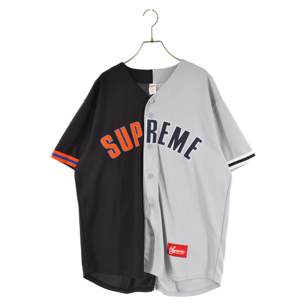 SUPREME シュプリーム 21SS Don't Hate Baseball Jersey ドントヘイトベースボールジャージー バック刺繍フロントロゴベースボールジャージー半袖シャツ ブラック/グレー SUPREME (シュプリーム) 21SS Don't Hate Baseball Jersey ドント