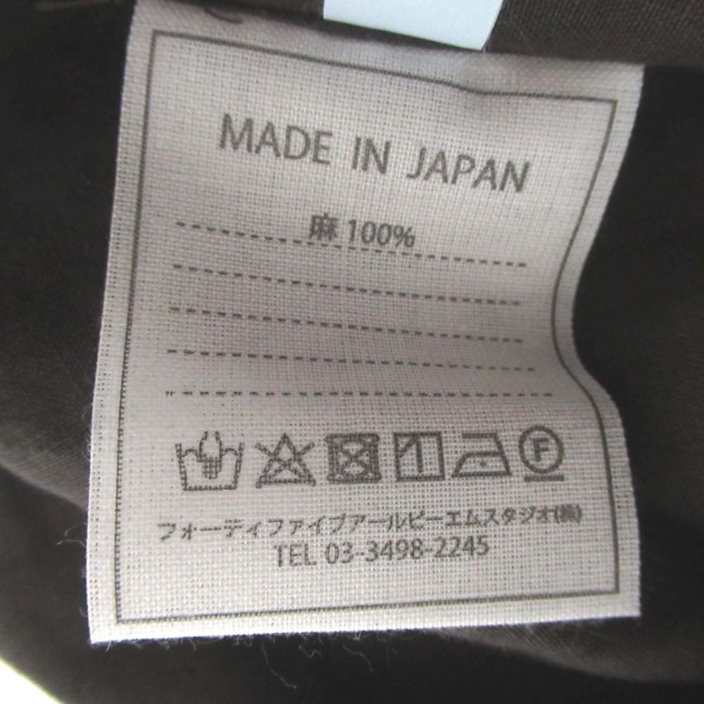 美品 45R フォーティーファイブアール リネン100% 長袖 バンドカラー プルオーバー ロングシャツ ユニセックス 1 ダークブラウン メンズ 古着 中古 USED 美品 45R フォーティーファイブアール リネン100% 長袖 バンドカラー