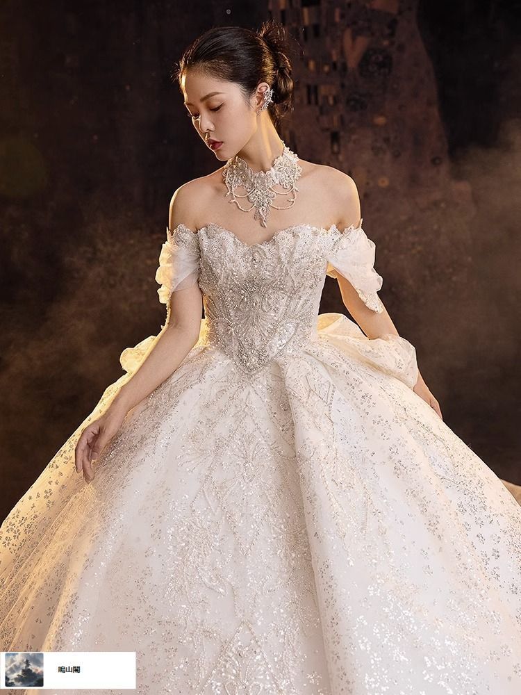 2025 一字肩主婚 !-利用不可文字-! ドレス 感×重工ディテール 結婚式に映える上品スタイル-8.14LYC680夏の新生活