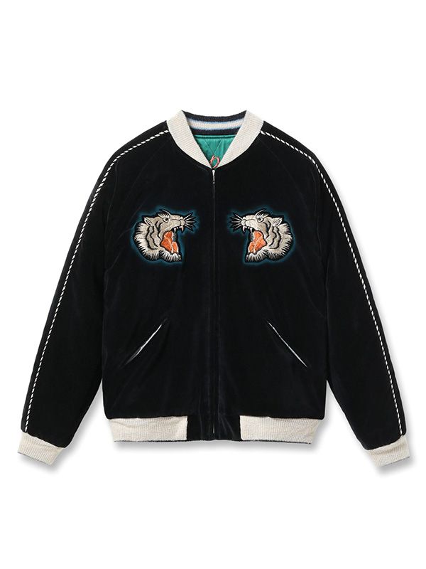 テーラー東洋 スカジャン 港商 別珍 60周年 記念 エディション Mid 1950s Style Velveteen Acetate Quilted Souvenir Jacket Stencil Paint TT15809-119
