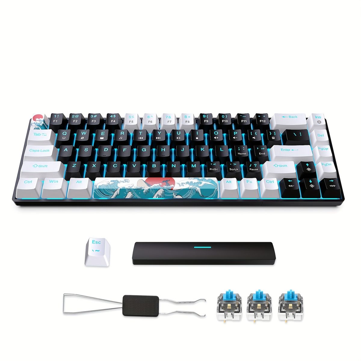 hxsj　ゲームキーボード HXSJ V700 RGB 有線ミニゲーミングメカニカル 有線RGBバックライトゲームキーボード超コンパクト68 片手キーボード｜Yahoo