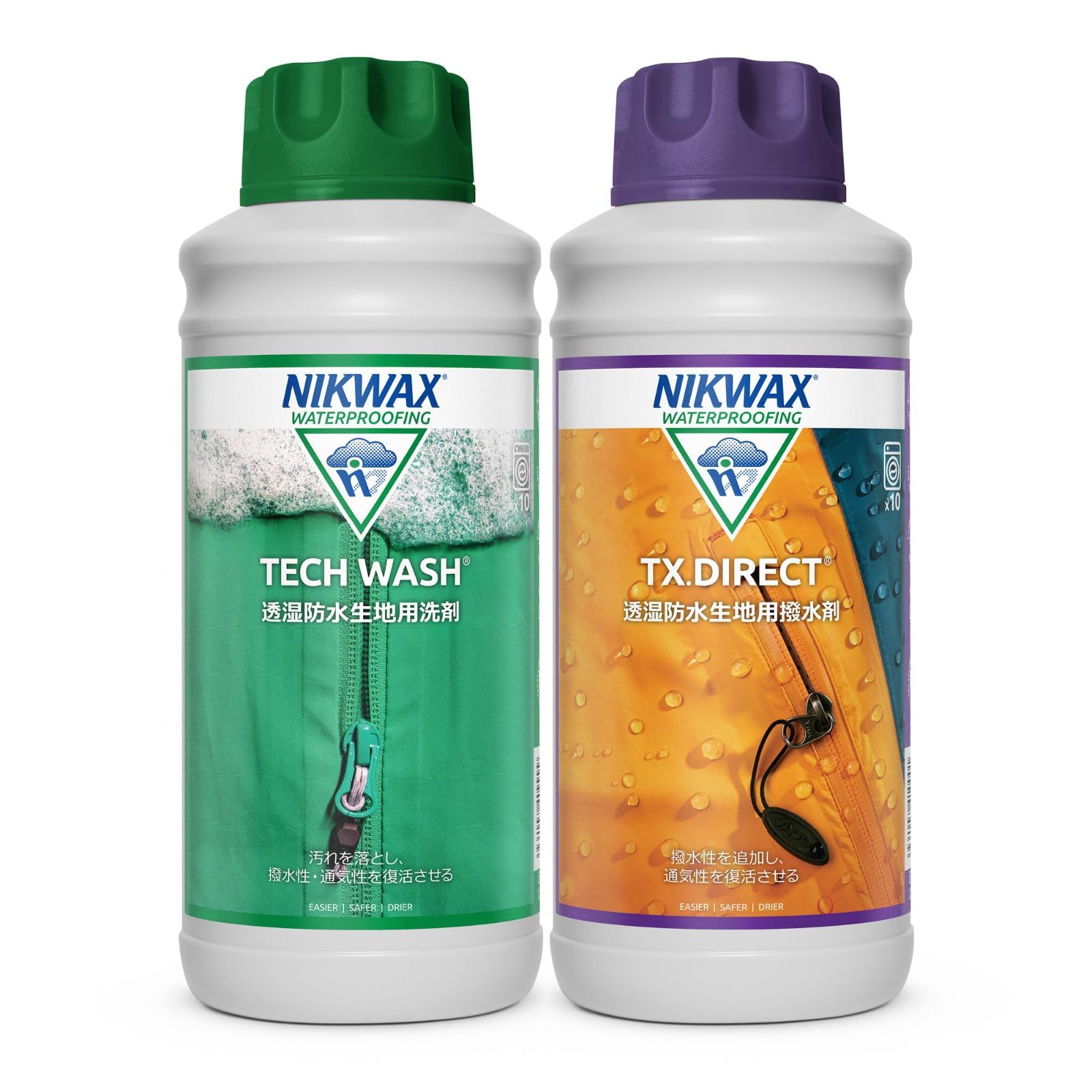 NIKWAX ニクワックステクニカルウォッシュ 防水衣類 nikwax TX.ダイレクトウォッシュイン 防水 2個パック 2 x 1L 洗濯用洗剤の代替品? 撥水加工ジャケット|洗濯機対応防水剤の洗濯用テクニカルクリーナー TECH