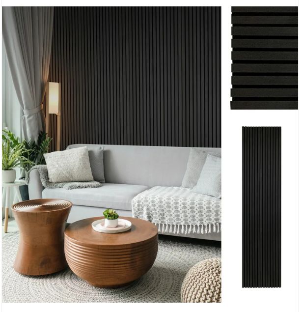 吸音パネル 吸音材 壁 80*30cm ６枚入り 吸音ボード 木製 賃貸 ウッドパネル DIY 騒音対策 おしゃれ オフィス インテリア シンプル 簡単 貼る 施工面積1.44平方メートル 吸音パネル Black