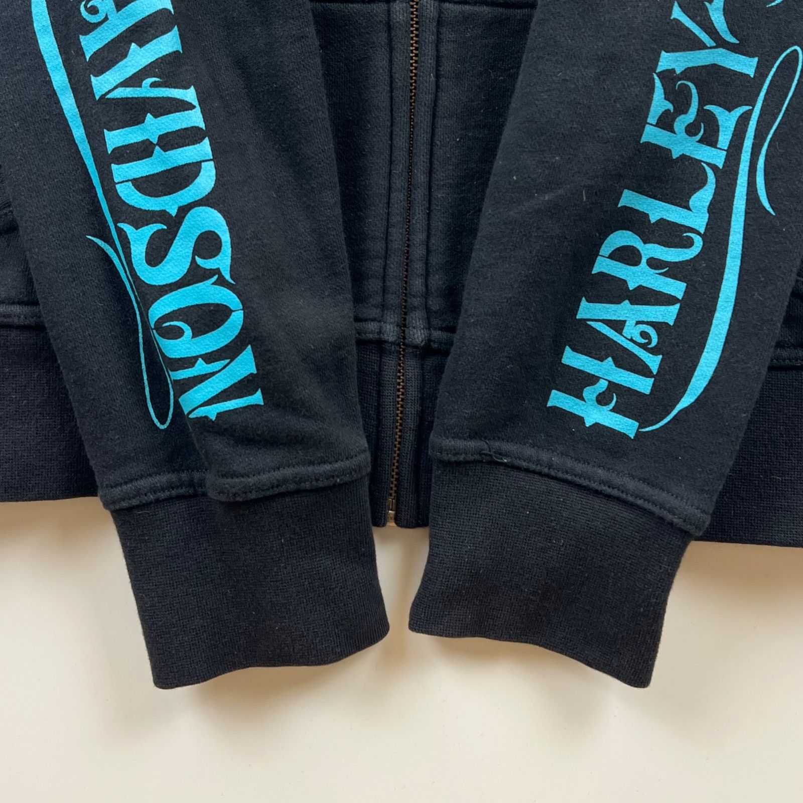 Harley Davidson \" ラインストーン ジップパーカー\" HARLEY-DAVIDSON archive grunge decoration zip hoodie S