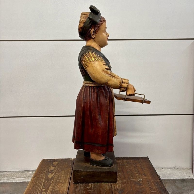 トレイを持った少女 オブジェ 高さ81cm メイド ウエイトレス 大型