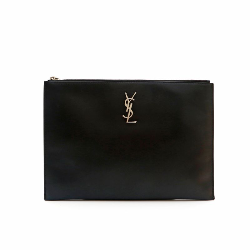 YVES SAINT LAURENT イヴ・サンローラン クラッチバッグ ロゴ レザー