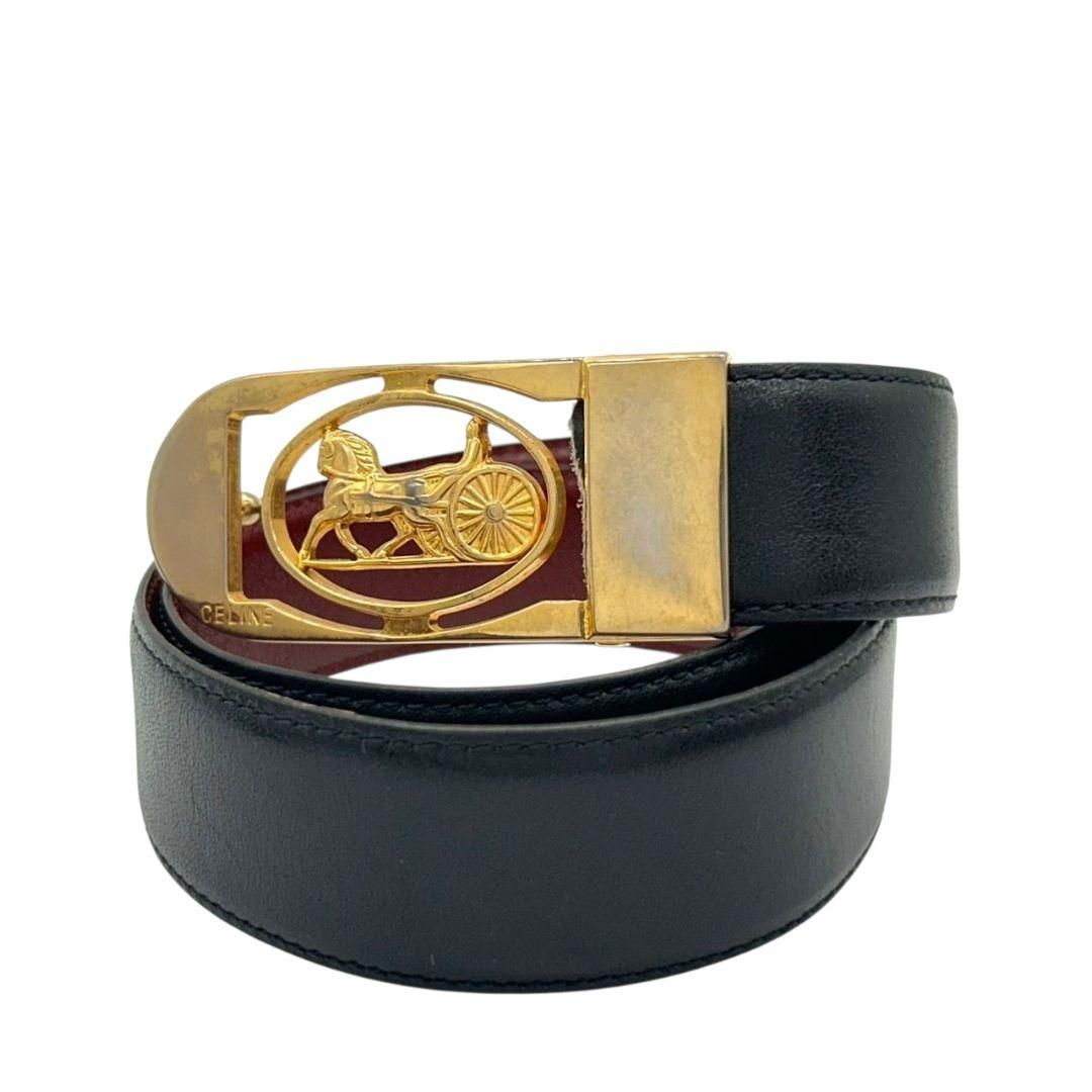未使用保管品　CELINE ベルト　リバーシブル　馬車金具　ゴールド　黒×茶 imgrc0124466282.jpg