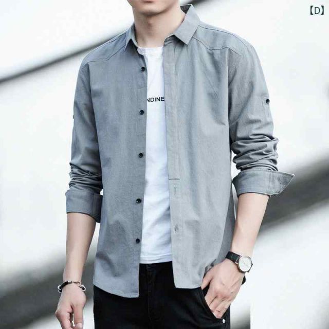 [3XL]メンズ ファッション 服  オシャレ シンプル 大人 かっこいい 大きいサイズ ストリート 紳士服  長袖 シャツ 韓国 スタイル 春秋 綿 スリム カジュアル ゆったり 無地 ジャケット