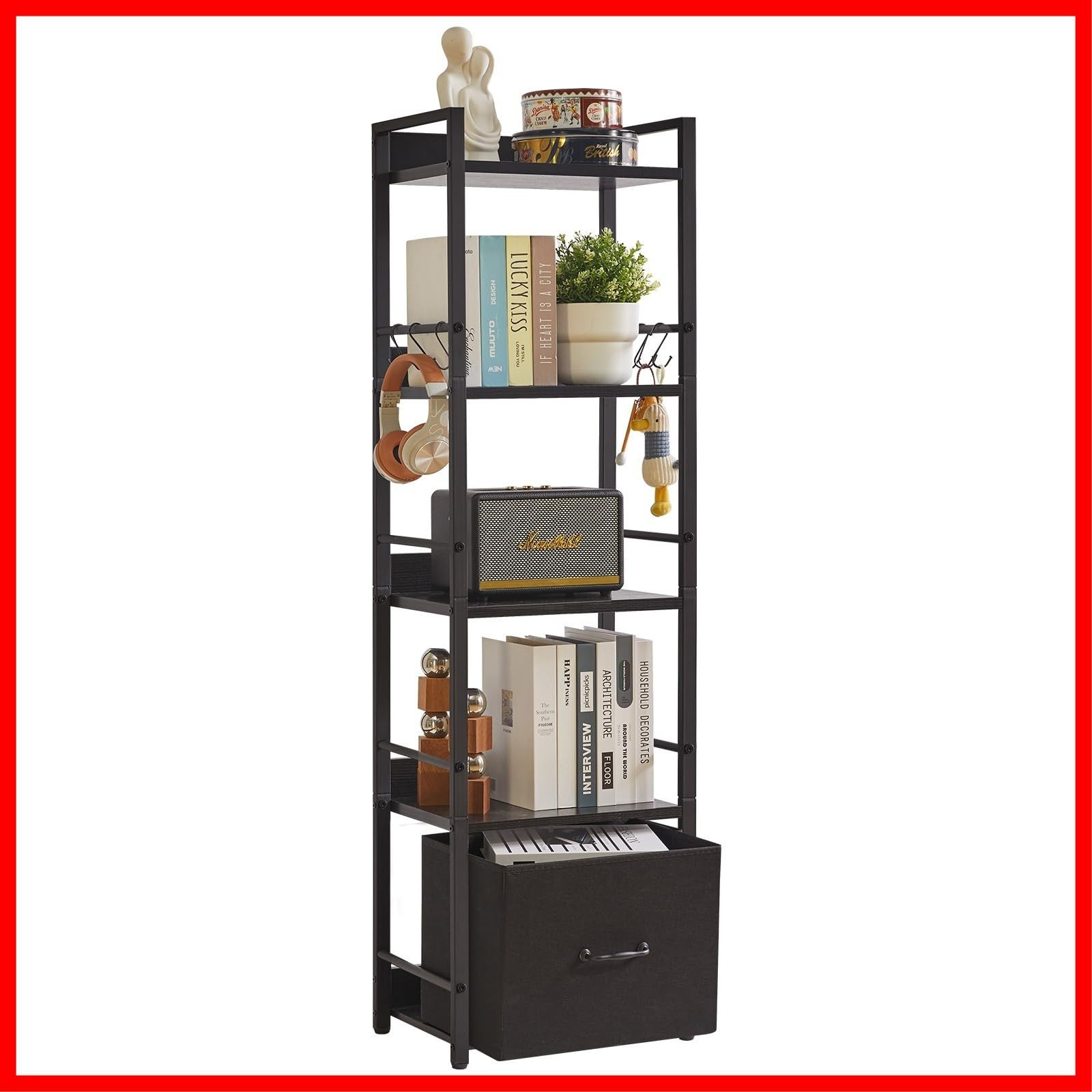 スリム ラック 5段 オープンシェルフ 収納ラック 幅39奥行26高さ136cm  