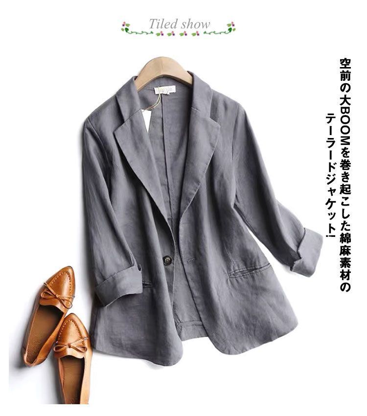 夏 リネン サマー 未使用 薄手 テーラードジャケット ジャケット