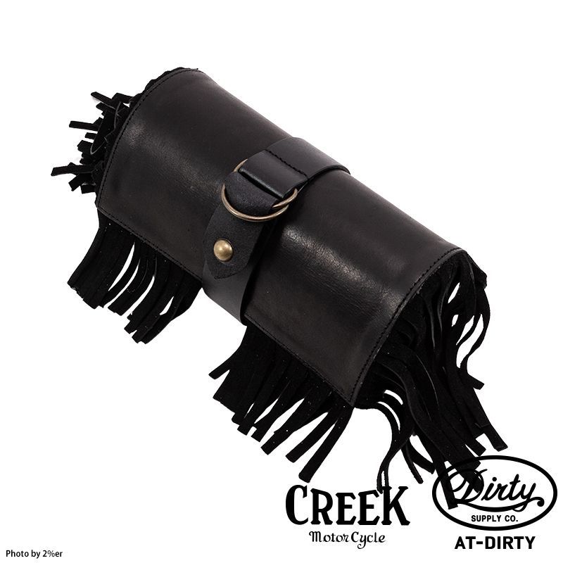 2%ER別注 レザー ツールバッグ ブラック/ブラックフリンジ CREEK MOTORCYCLE X AT-DIRTY