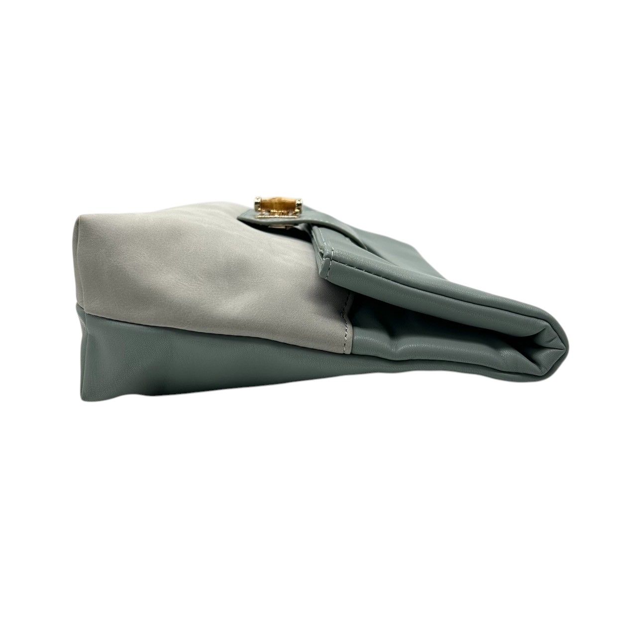 PAPILLONNER パピヨネ 2WAY クラッチバッグ ショルダーバッグ ハンドバッグ 斜め掛け可 レザー スエード ブルーグレー系 バイ バンブー ターンロック レディース エレガント スタイリッシュ 人気モデル クリーニング済み s54 DECORATOM_COM_BR