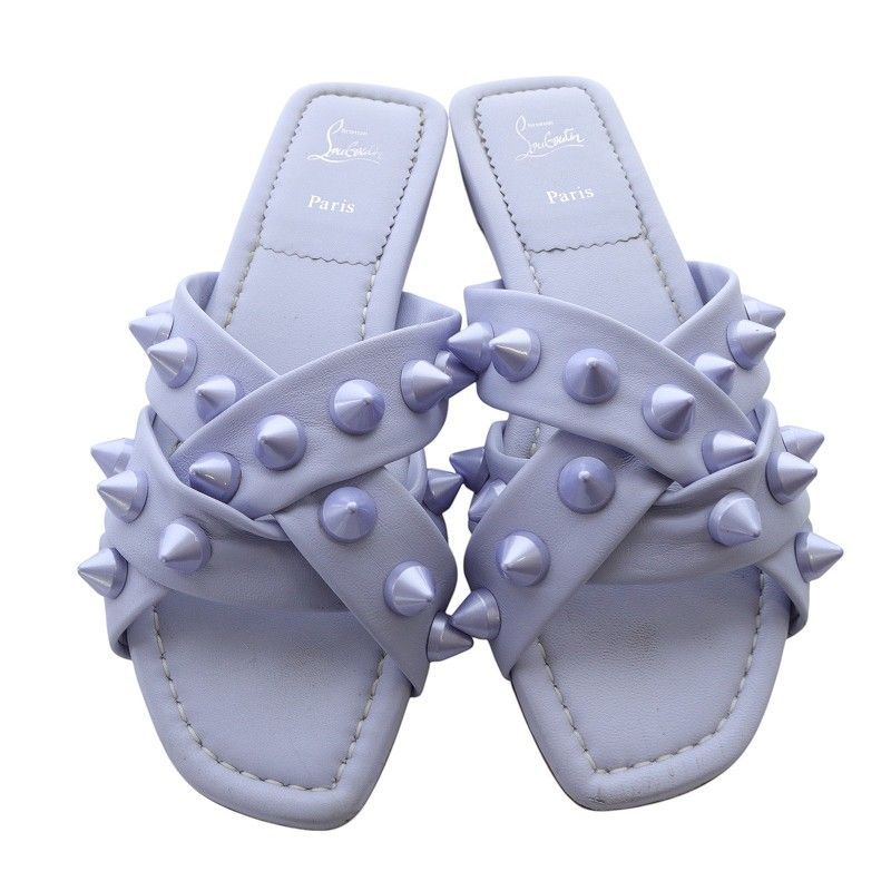 【希少】 Christian Louboutin サーフジャカード サンダル 水色 クリスチャンルブタン Christian louboutin MISS SPIKA CLUB