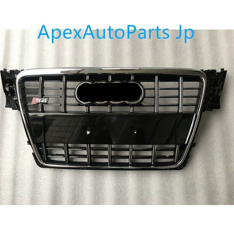 アウディA4L 改造用 S4グリル 09 10 11 12年モデル A4 B8 アップグレード S4フロントグリル フルブラック エンブレム付き