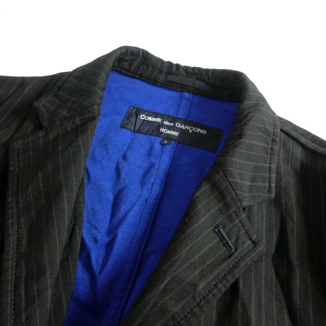 コムデギャルソンオム COMME des GARCONS HOMME 00‘ ウール縮絨 ストライプ セットアップ スーツ 上下 L ブラック ストライプ 黒 KANDAIZUMI_COM