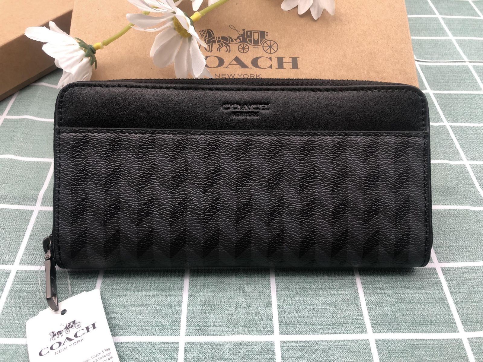 コーチ COACH 長財布 財布 新品  未使用 クーポン配布 ロゴ シグネチャー ストラップ付き レザー メンズ ズック プレゼント スリム ギフト ウォレット AA197