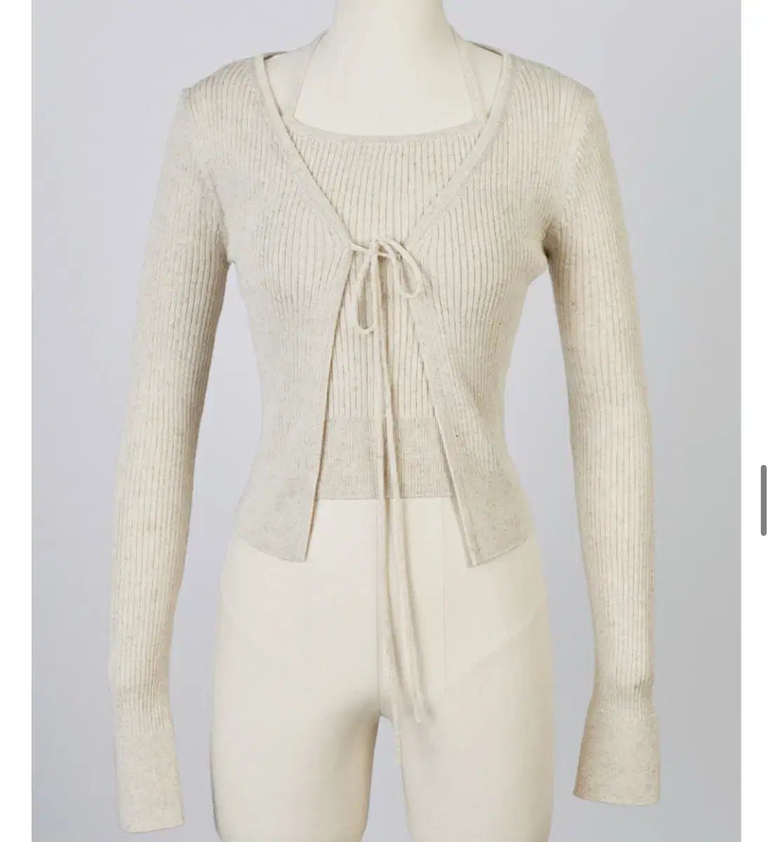 定価15万円 ヘバイヘキム ホルターネック カーディガン セット オートミール s