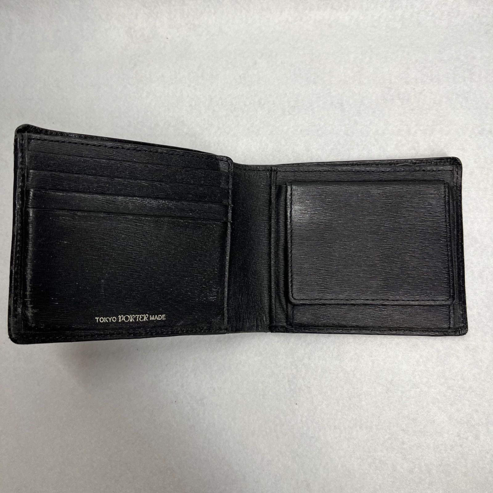 PORTER ポーター 二つ折り財布 黒 レザー - メルカリ