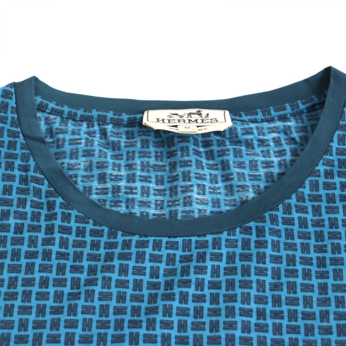 美品◇HERMES エルメス H総柄デザイン コットン100％ クルーネック 