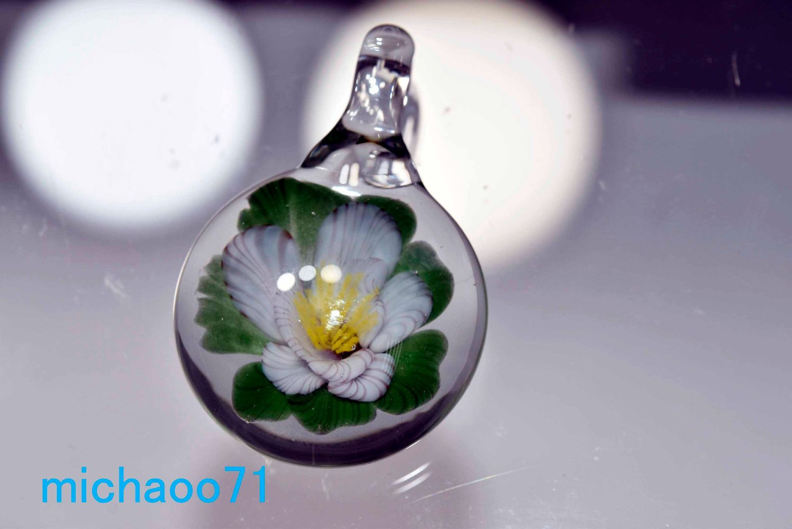 フラワー ガラスのペンダントトップ (12098-P21)GLASS FLOWER 透き通っ