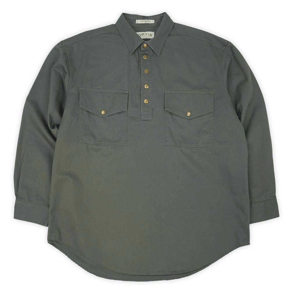 オービス ORVIS 90s 00s 1990-2000年代 ハーフスナップ プルオーバーシャツ 被り MALPAI コットンツイル オールド USA ヴィンテージ アメリカ 古着 メンズ シャツ オリーブ XL【中古】