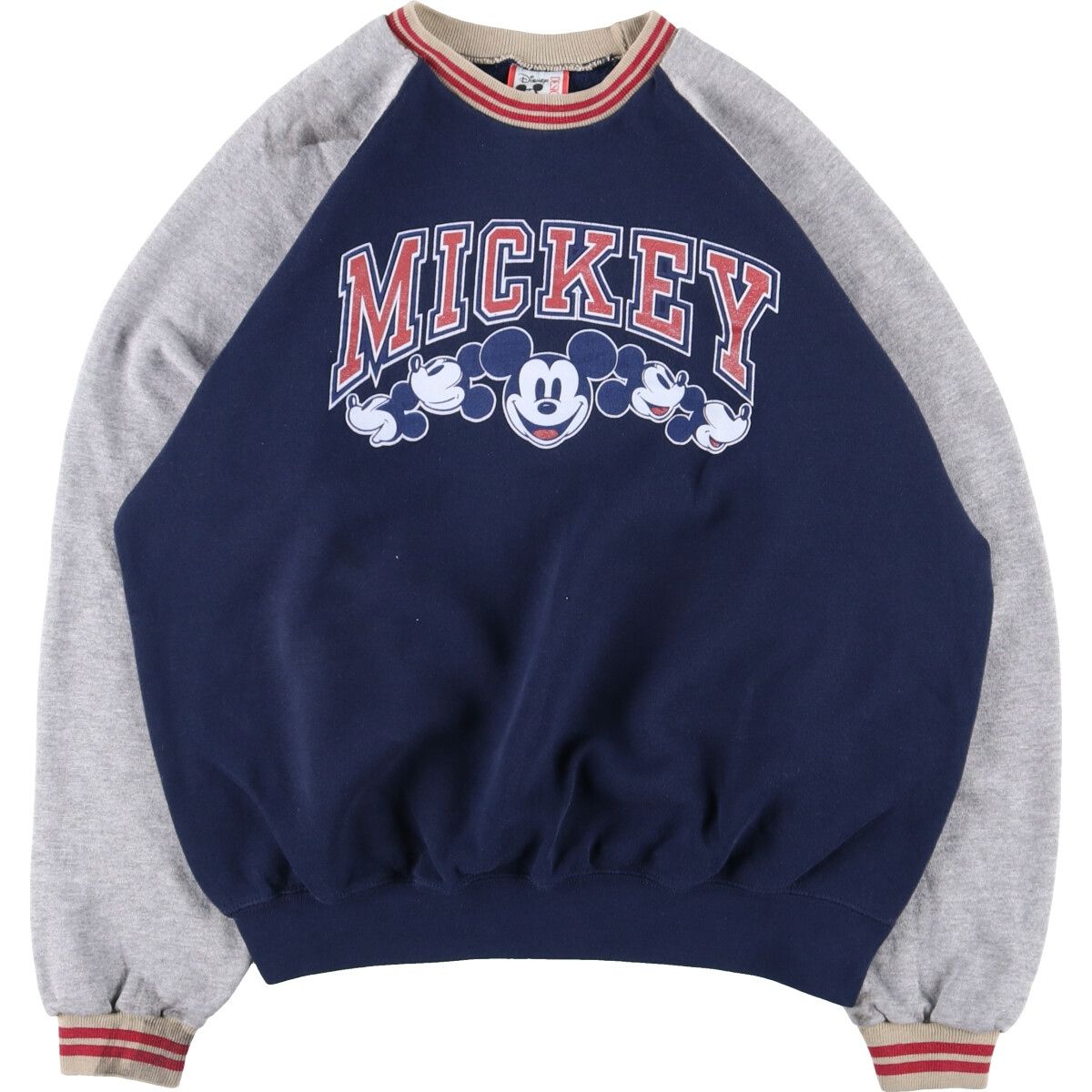 90年代 Disney DESIGNS MICKEY MOUSE ミッキーマウス キャラクタースウェットシャツ トレーナー USA製 メンズL ヴィンテージ /eaa367184