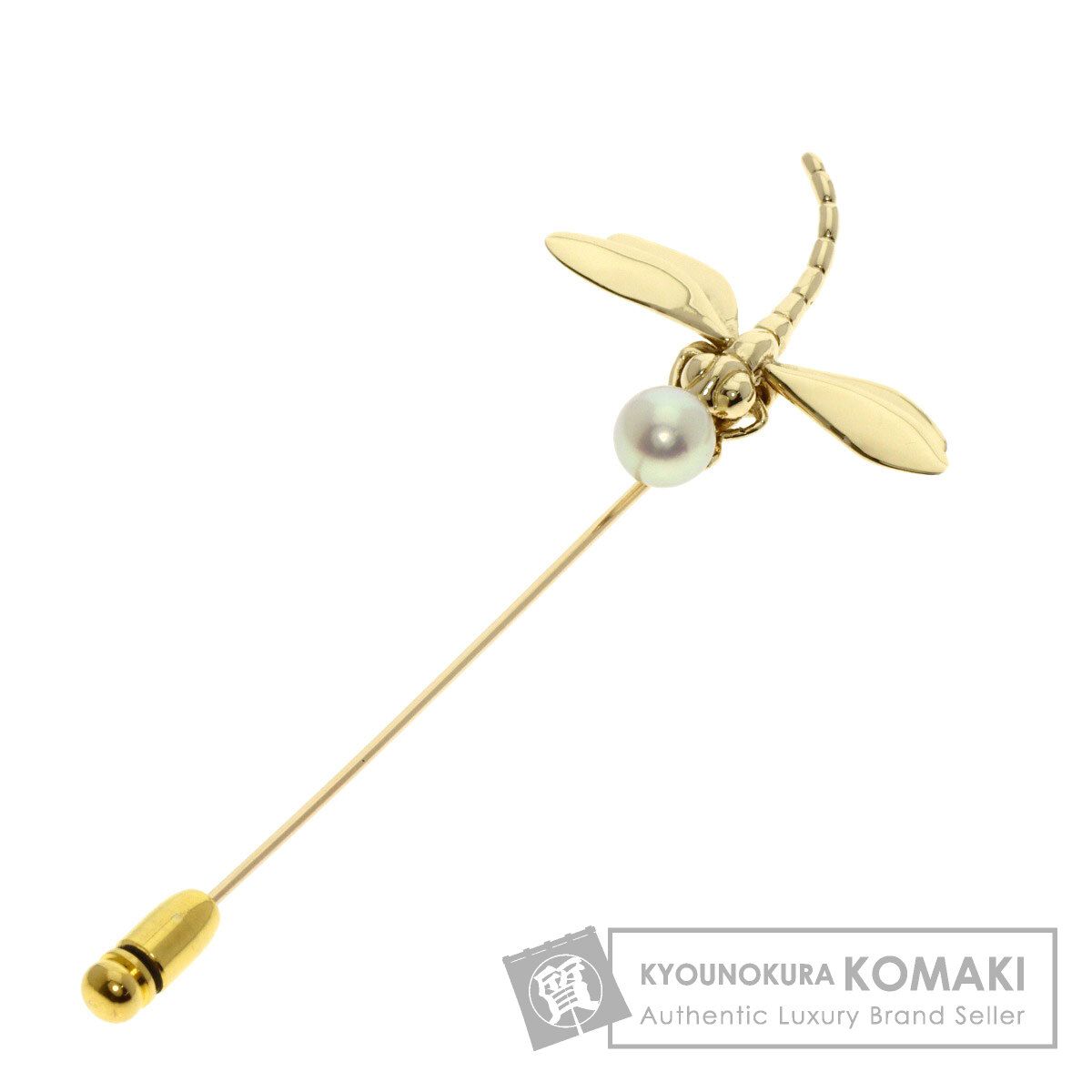 MIKIMOTO ミキモト パール 真珠 トンボモチーフ ブローチ K14YG レディース