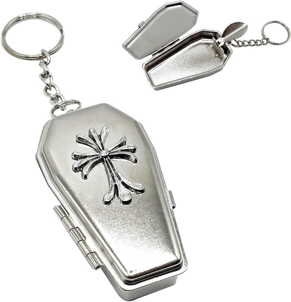 棺桶 金属製 灰皿 携帯灰皿 屋外用 お香立て タバコ灰皿 キーホルダー