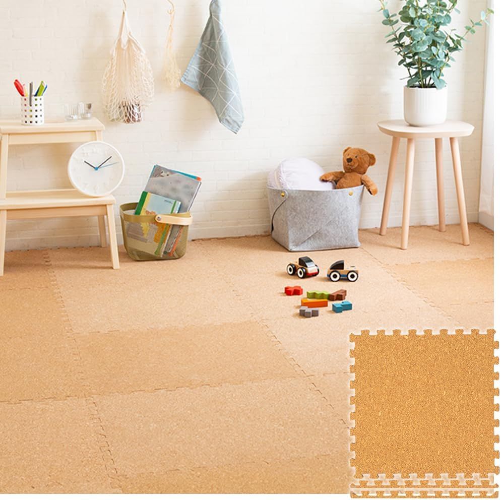 【特別セール】u003e45×45cm 4枚【0.5畳】【厚さ8mm】u003c アイリスプラザ ジョイントマット 45cm 8mm コルク コルクマット カラーマット 防音 傷防止 ペット 赤ちゃん COJTM-4508 ナチュラル 45×45 4枚