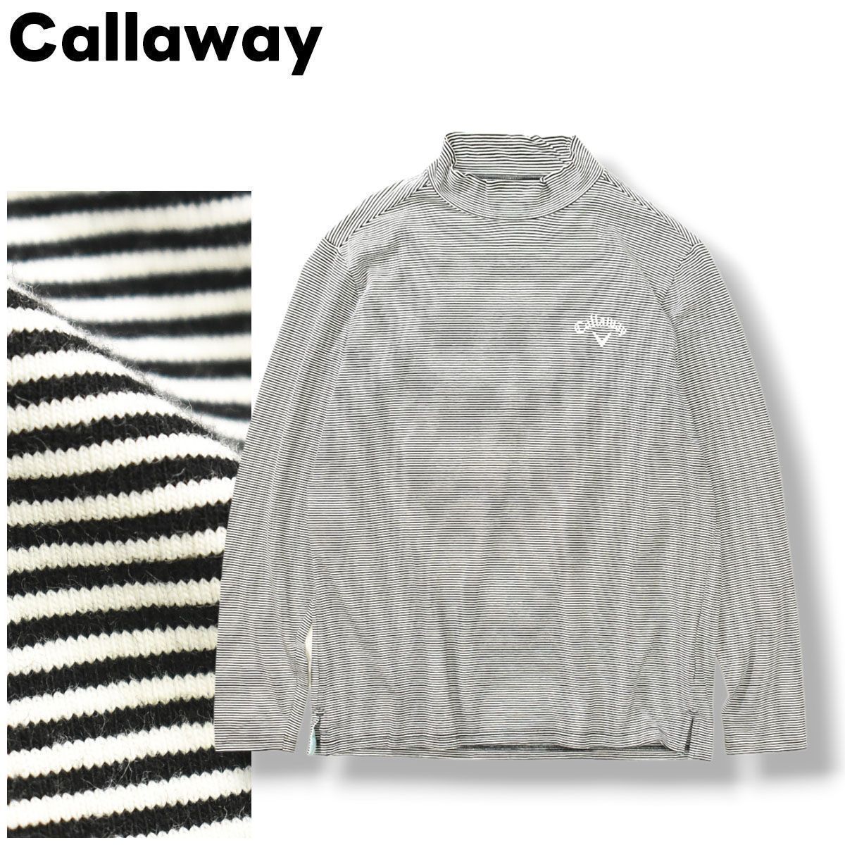 ☆新品未使用タグ付き☆キャロウェイ　ボーダー　長袖 人気】 古着 キャロウェイ Callaway モックネック 長袖 ボーダー