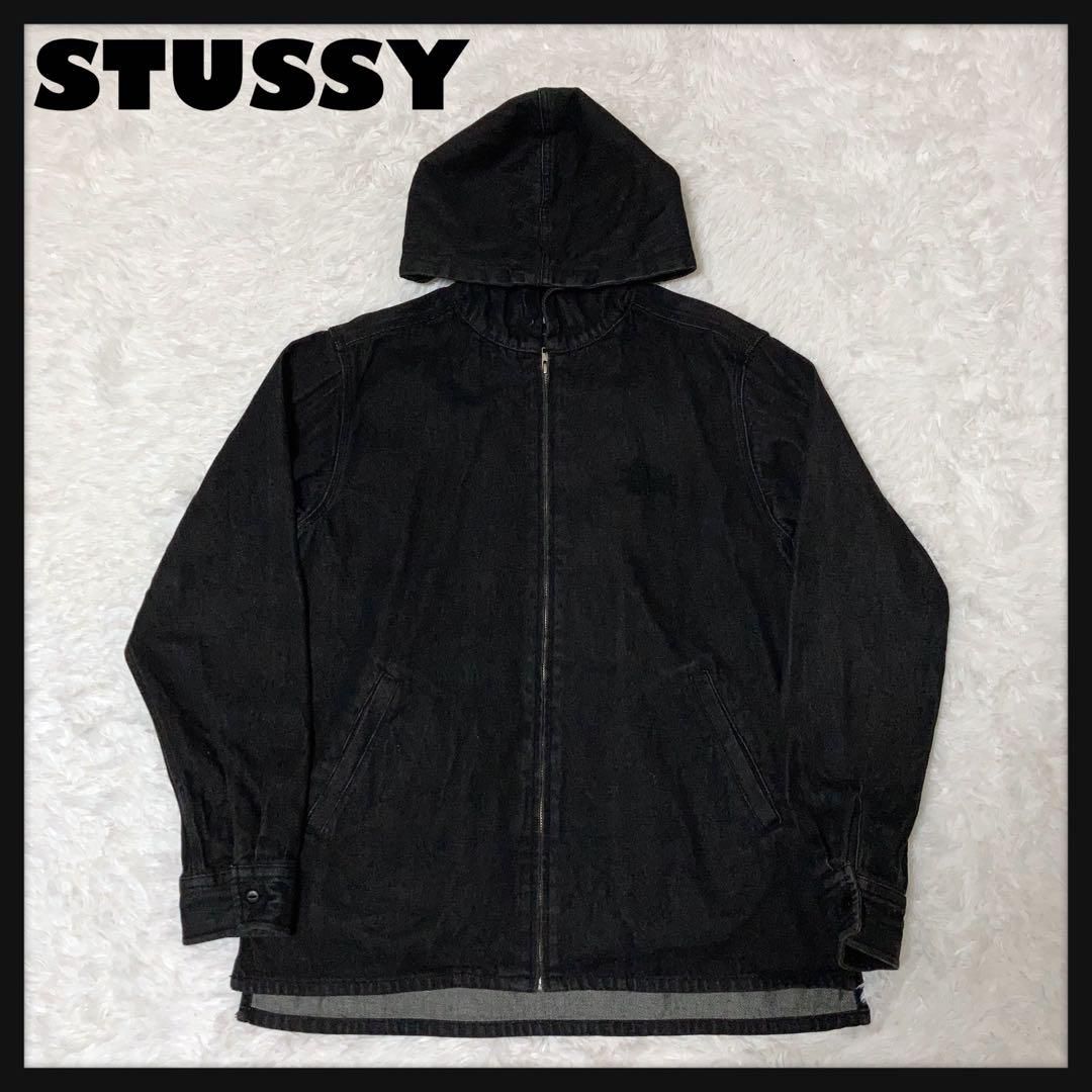 【入手困難】STUSSY アクティブジャケット フルジップ ビッグロゴ 黒 L 入手困難】STUSSY アクティブジャケット フルジップ ビッグロゴ