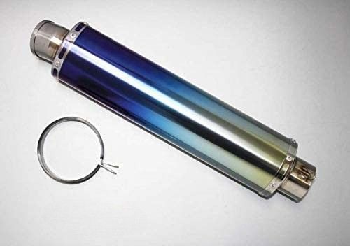 汎用チタンサイレンサー 90φ×300mm 差込径 50.8φ ブルー バイク
